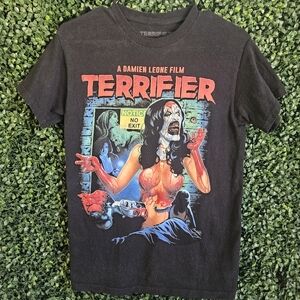 Mens Small Terrifier Art The Clown Graphic No Exit Tshirt